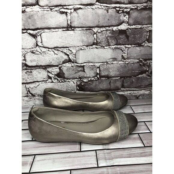 Ecco Silver Pewter Leather Rhinestone Ballet Flats Shoes Women’s Sz 40EU/9M US - Picture 16 of 16
